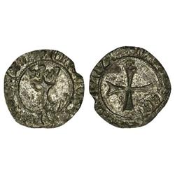 Cornado. JUAN I. Anv.: ¶IOHANES¶DI¶GRA¶REX¶N. I coronada sin adornos. Rev.: ¶NAVARRE¶ET¶ARAGONV¶S. F