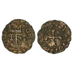 Cornado. CATALINA y JUAN. Anv.: IOHANES(...). IK coronadas entre círculos. Rev.: ¶SIT¶NOMEN¶DO¶. Cru