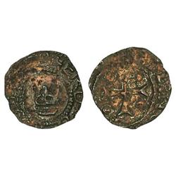 1/2 Cornado. FERNANDO EL CATÓLICO. Anv.: FERD(...). Corona. Rev.: (¶S)IT:NO(...). Cruz interior con