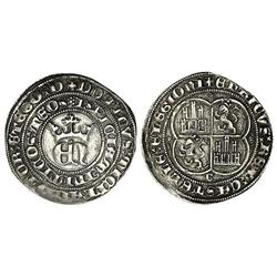 Real. ENRIQUE II. BURGOS. Anv.: +DOMINVS:MICHI:ADIVTOR:ETEGO:D/roseta ISPICIAM:INIMICOS:MEOS. EN cor