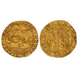 Ducat. VALÈNCIA. Anv.: ¶FERDINADVSxELISABETxREX CA. Bustos de los Reyes afrontados, entre ambos coro
