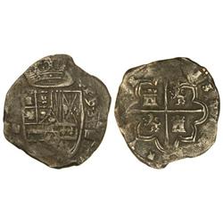 4 Reales. 1593/2. SEGOVIA. (I). Anv.: I (punto encima)/acueducto -escudo- 93/2/IIII (punto encima).