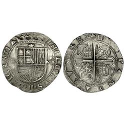 8 Reales. S/F. SEVILLA. Anv.: S-Escudo-¶. Sin punto entre florones de la corona. Rev.: ¶en el tercer