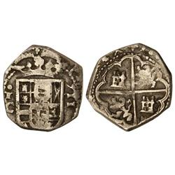 2 Reales. 160¿-?. TOLEDO. Anv.: ¶/C -escudo- =. 6,90 grs. Cal-¿Tipo 129?. MBC-.