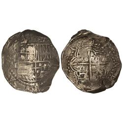 8 Reales. S/F. POTOSÍ. M. Anv.: P/¶/M -escudo- (¶). 27,20 grs. MUY ESCASA. Cal-123. MBC-.