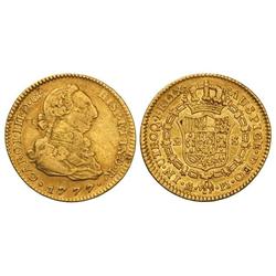 2 Escudos. 1777. MADRID. P.J. (Rayitas en anverso). Cal-450. MBC-/MBC.