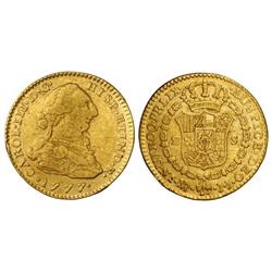 2 Escudos. 1777. NUEVO REINO. J.J. ESCASA. Cal-555. MBC-/MBC.