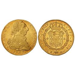 4 Escudos. 1780. MADRID. P.J. Bella pátina. Restos de brillo original. (Golpecito canto). Cal-305. E