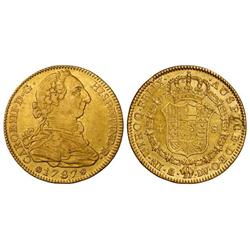 4 Escudos. 1787. MADRID. D.V. (Hojita en reverso). Cal-313. EBC-.