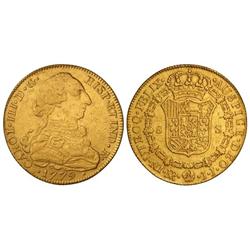 8 Escudos. 1779. NUEVO REINO. J.J. (Ha estado en aro). Cal-185; XC-878. MBC.
