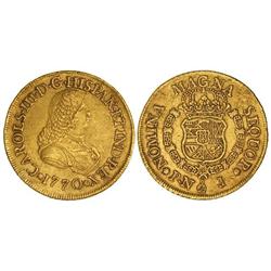 8 Escudos. 1770. POPAYÁN. J. Busto de Fernando VI. (Ha estado en aro. Golpecitos en canto y rayitas)