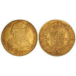 8 Escudos. 1787. POPAYÁN. S.F. Cal-140. MBC/MBC+.