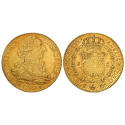 8 Escudos. 1787. SEVILLA. C.M. Restos de brillo original. Cal-262. MBC+.