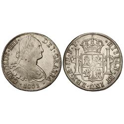 8 Reales. 1801. MÉXICO. F.T. (Hojita y rayitas). Cal-697 var. MBC+.