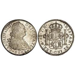 8 Reales. 1808. MÉXICO. T.H. Restos de brillo original. (Acuñación parcialmente floja). Cal-709. EBC