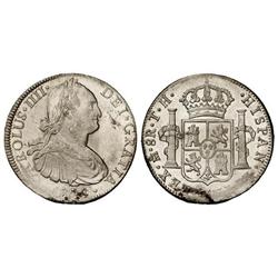 8 Reales. 1808. MÉXICO. T.H. Brillo original. Acuñación parcialmente floja en leyenda. Cal-709. EBC.
