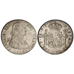 8 Reales. 1806. POTOSÍ. P.J. (Acuñación floja en escudo del reverso). Cal-730. EBC-/MBC+.