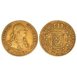 2 Escudos. 1796. MADRID. M.F. 6,70 grs. AU. FALSA de ÉPOCA. MBC.