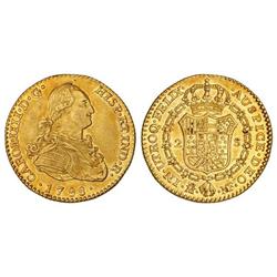 2 Escudos. 1798. MADRID. M.F. Brillo original. (Ínfima hojita y leves rayitas de ajuste). Cal-335. E