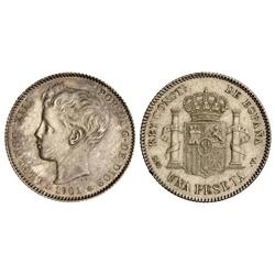 1 Peseta. 1901 (*19-01). S.M.-V. Pátina. (Pequeños golpecitos). EBC-.