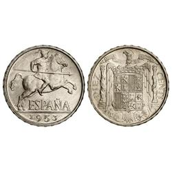 10 Céntimos. 1953. 2 grs. Variante cospel más grueso. SC.