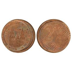 2 Céntimos de Euro. 2.000. ERROR: Acuñación desplazada 2mm. JBM-18.1.1. MBC+.