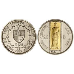 20 Diners. 1993. AR + AU. Acuerdo CEE: Sant Jordi.Tirada: 5.000 piezas. KM-90. SC.