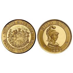 Gold Ecu. 1992. GRAN BRETAÑA. AU. En estuche original. PROOF.