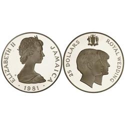 25 Dólares. 1981. AR. Boda Príncipe Carlos y Lady Diana. Tirada: 6.450 piezas. En estuche. KM-94. PR