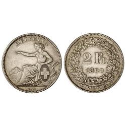 2 Francos. 1860-B. AR. KM-10a. MBC+.