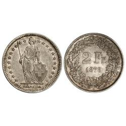 2 Francos. 1878-B. AR. KM-21. EBC-.