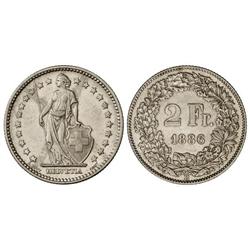 2 Francos. 1886-B. AAR. KM-21. EBC-.