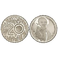 20 Francos. 1997. AR. 200 aniversario Jeremias Gotthelf. KM-79. PROOF.