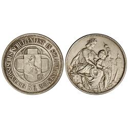 5 Francos. 1865. FESTIVAL DE TIRO: SCHAFFHAUSEN. AR. KM-S8. EBC.