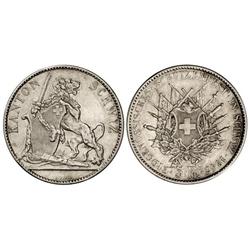 5 Francos. 1867. FESTIVAL DE TIRO SCHWYZ. AR. X-S9. EBC-.