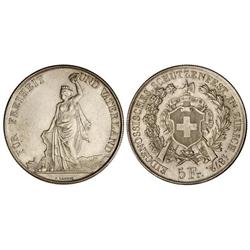 5 Francos. 1872. FESTIVAL DE TIRO: ZURICH. AR. (Leves rayitas). KM-S11. EBC+.