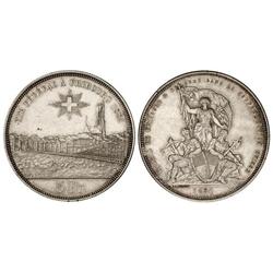 5 Francos. 1881. FESTIVAL DE TIRO. FRIBURGO. AR. (Golpecitos y rayitas). X-S15. EBC-/MBC+.