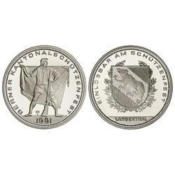 50 Francos. 1991. FESTIVAL DE TIRO: BERNA. AR. Tirada: 4.000 piezas. Con certificado. KM-S38. PROOF.