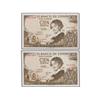 Lote 2 billetes 100 Pesetas. 19 Noviembre 1965. Bécquer. Sin Serie. Pareja correlativa. Ed-D71. SC.
