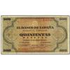 500 Pesetas. 20 Mayo 1938. Catedral de Santiago. Ed-D34; LB-235. MBC+. SPANISH BANK NOTES: EST