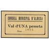Image 1 : 1 Pesseta. S/F. C.M. d´ALBESA. Cartón. AT-65a; T-86a. SC. PAPER MONEY OF THE CIVIL WAR: CATALU