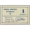 Image 1 : 1 Pesseta. S/F. C.M. d´ALBONS. (Leve arruguita). AT-70; T-93. SC. PAPER MONEY OF THE CIVIL WAR