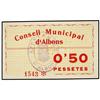Image 1 : 0,50 Pessetes. S/F. C.M. d´ALBONS. AT-71; T-94. SC. PAPER MONEY OF THE CIVIL WAR: CATALUNYA