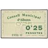 Image 1 : 0,25 Pessetes. S/F. C.M. d´ALBONS. (Algo sucio). ESCASO. AT-72; T-95. EBC-. PAPER MONEY OF THE