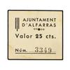Image 1 : 25 Cèntims. S/F. Aj. d´ALFARRÀS. (Pequeñas manchitas). MUY ESCASO. AT-101; T-125. MBC+. PAPER