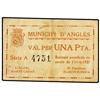 Image 1 : 1 Pesseta. 11 Maig 1937. MUNICIPI d´ANGLÈS. (Sucio). AT-157; T-213. MBC+. PAPER MONEY OF THE C