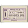 Image 1 : 1 Pesseta. Març 1937. Aj. d´ASPA. AT-244a; T-304a. SC. PAPER MONEY OF THE CIVIL WAR: CATALUNYA