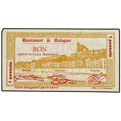 Serie 3 billetes 25, 50 Cèntims y 1 Pesseta. 5 Agost 1938. Aj. de BALAGUER. AT-275/277; T-341/343. M