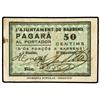 Image 1 : 50 Cèntims. S/F. Aj. de BARBENS. (Manchitas). ESCASO. AT-294a; T-361a. MBC+. PAPER MONEY OF TH
