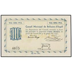 1 Pesseta. 4 Gener 1937. AT-368c; T-439c. EBC+. PAPER MONEY OF THE CIVIL WAR: CATALUNYA